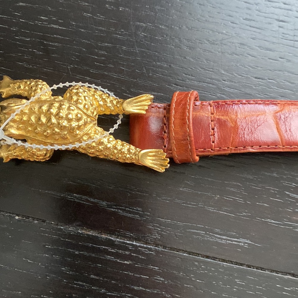 Gail LaBelle Vintage rust brown belt with frog buckle - Picture 4 of 7